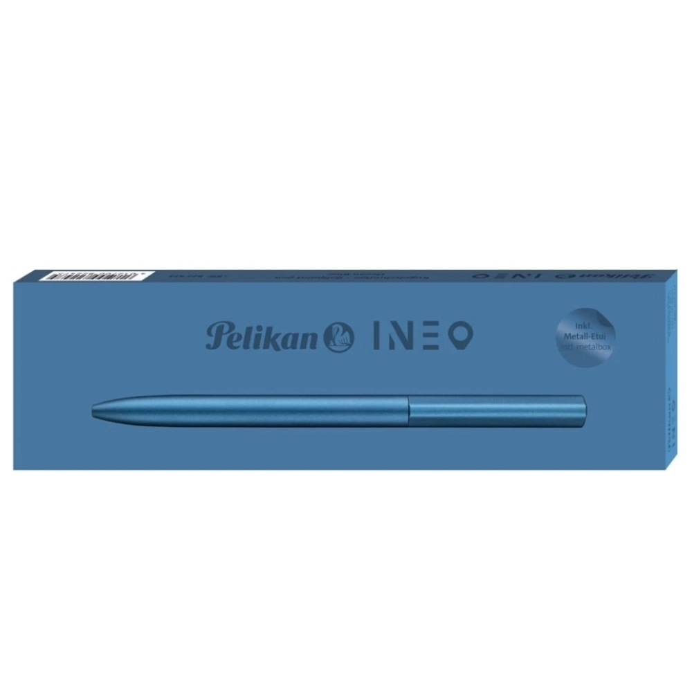 3 Pelican Ineo Ballpoint Pen in Metal Gift Box, Ocean Blue